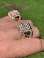 Load image into Gallery viewer, Mens Iced Out Ring Rose Gold Square Iced Out Ring
