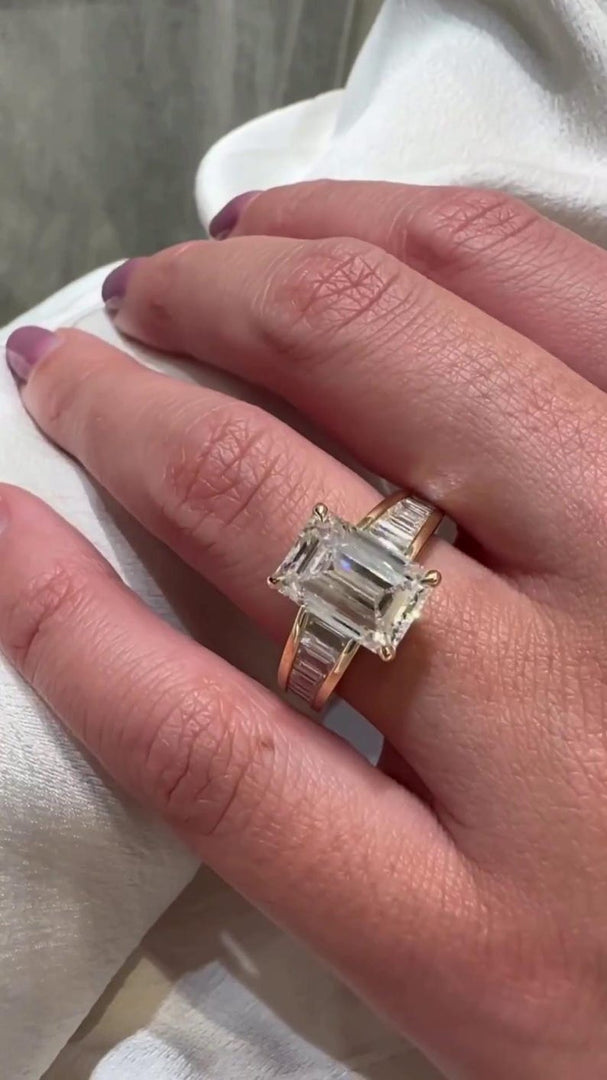 4.00CT Moissanite Engagement Ring for her, Emerald Cut anniversary Ring in 14k Solid Gold, Emerald Solitaire Gold Promise Ring for women . image 4