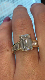 Load image into Gallery viewer, 4.00CT Moissanite Engagement Ring for her, Emerald Cut anniversary Ring in 14k Solid Gold, Emerald Solitaire Gold Promise Ring for women . image 7