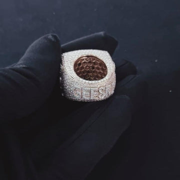 Custom G Iced-Out Square Ring