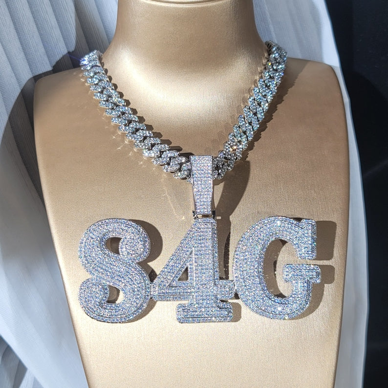 S4G Hip Hop Custom Large Name Pendant, Iced Out Diamond Nameplate Necklace