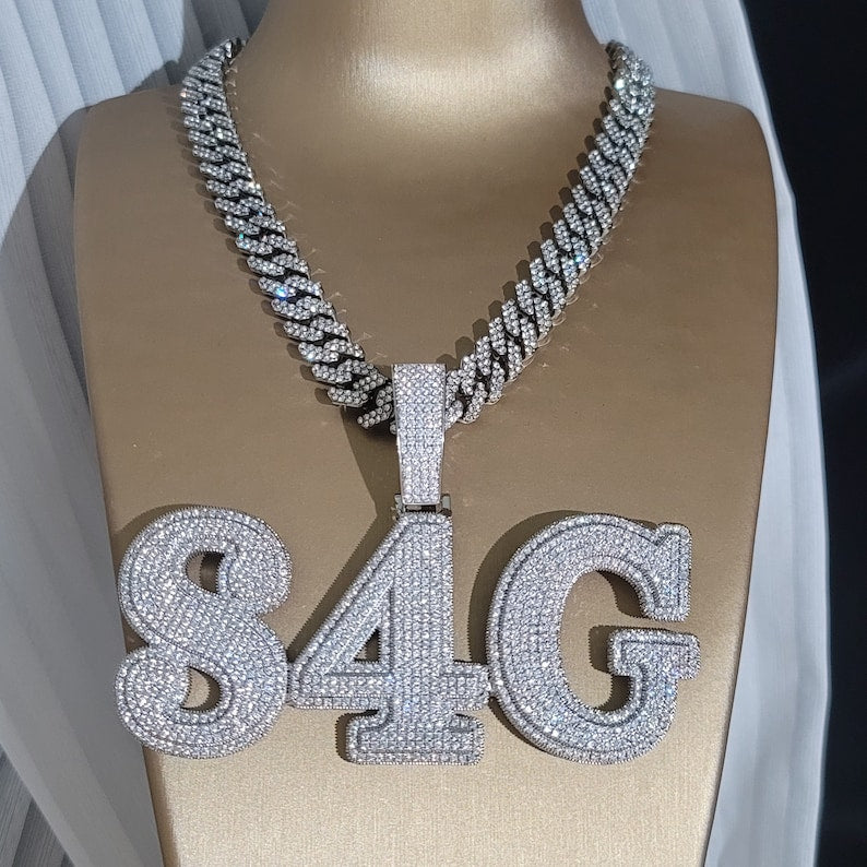 S4G Hip Hop Custom Large Name Pendant, Iced Out Diamond Nameplate Necklace