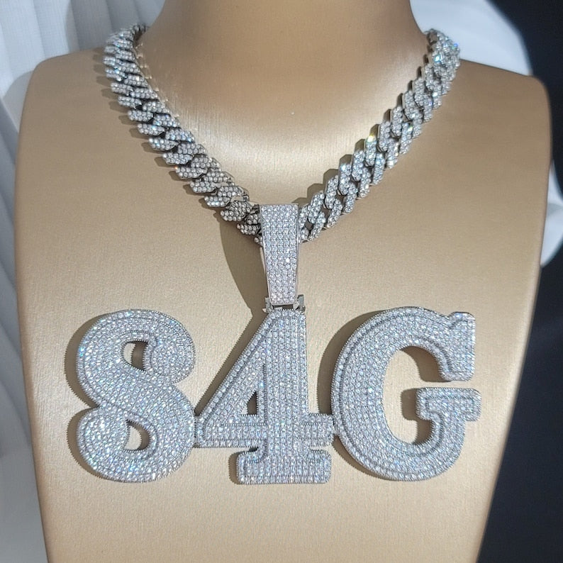 S4G Hip Hop Custom Large Name Pendant, Iced Out Diamond Nameplate Necklace