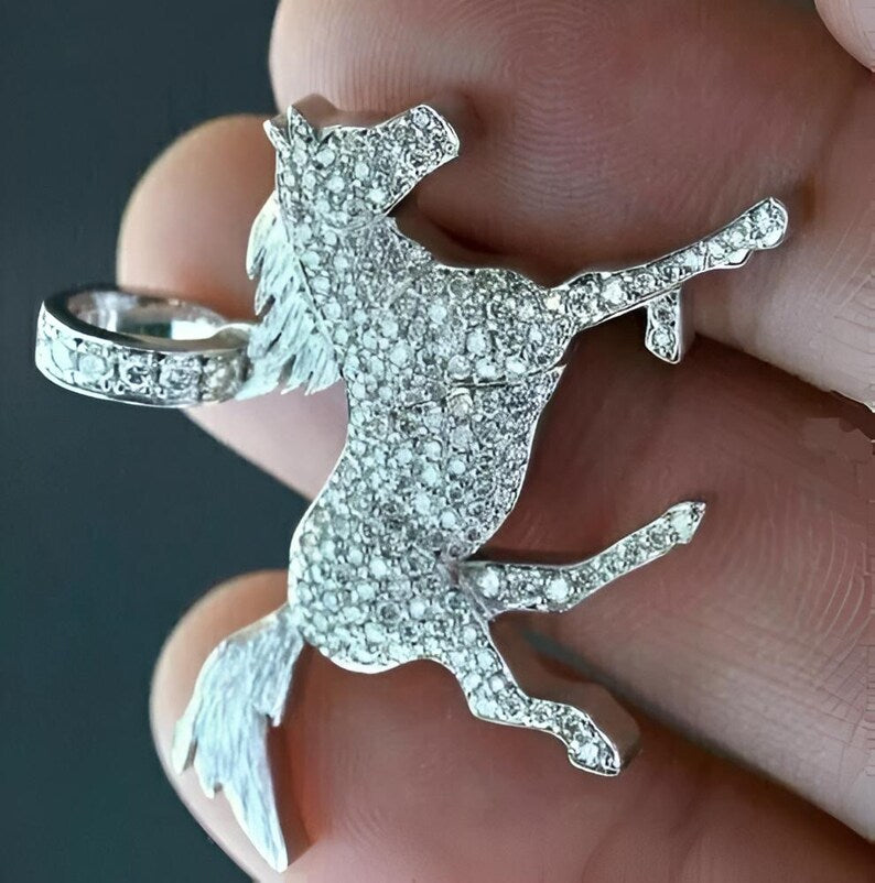 Hip Hop Horse Pendant Iced Out Pendant Moissanite Diamond