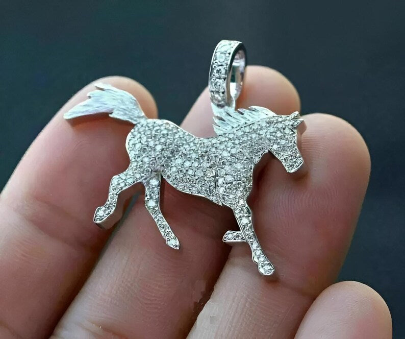 Hip Hop Horse Pendant Iced Out Pendant Moissanite Diamond