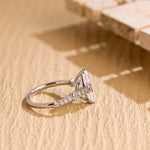 Load image into Gallery viewer, Solid Gold Marquise Cut Moissanite Engagement Ring, Half Pave Bridal Ring, Valentine's Day/ Anniversary/ Birthday Gift for Woman, Wife image 9