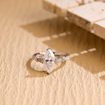 Load image into Gallery viewer, Solid Gold Marquise Cut Moissanite Engagement Ring, Half Pave Bridal Ring, Valentine's Day/ Anniversary/ Birthday Gift for Woman, Wife image 1