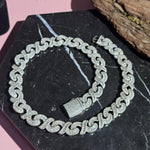 Load image into Gallery viewer, 12mm Silver Iced Out Infinity Chain,Baguette Hip Hop Necklace Chain for Women,Personalized Size Chain 16/18/20/22/24inch,Custom Gift for Her