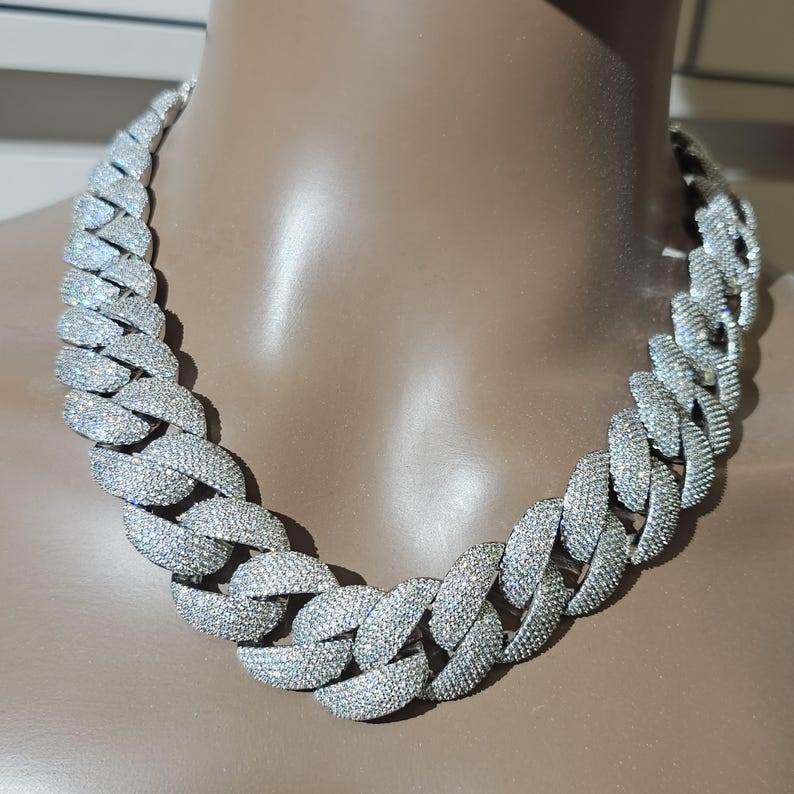 Iced Out 24mm Miami Cuban Link Chain,Mirco Pave Diamond Necklace,Hip Hop Jewelry image 12