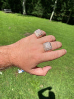 Load image into Gallery viewer, Mens Iced Out Ring Rose Gold Square Iced Out Ring
