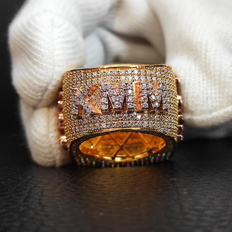 Men Jewelry Custom Name Sign Ring Yellow Gold Plated
