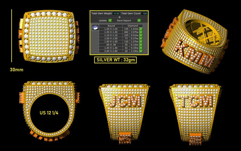 Men Jewelry Custom Name Sign Ring Yellow Gold Plated