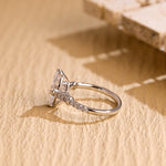 Load image into Gallery viewer, Solid Gold Marquise Cut Moissanite Engagement Ring, Half Pave Bridal Ring, Valentine's Day/ Anniversary/ Birthday Gift for Woman, Wife image 8