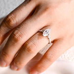 Load image into Gallery viewer, Solid Gold Marquise Cut Moissanite Engagement Ring, Half Pave Bridal Ring, Valentine's Day/ Anniversary/ Birthday Gift for Woman, Wife image 3