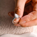 Load image into Gallery viewer, Solid Gold Marquise Cut Moissanite Engagement Ring, Half Pave Bridal Ring, Valentine's Day/ Anniversary/ Birthday Gift for Woman, Wife image 2