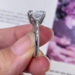 Load image into Gallery viewer, Asscher 5.40tcw Lab Diamond Ring | Trapezoid Side Stones | Three Stone | IGI Certified image 8