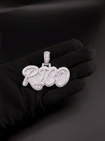 Load image into Gallery viewer, Moissanite Custom Pendant in 925 Silver, Any Letters Customize Chain, Mens Custom Chain, Pass Diamond Tester, Custom Necklace For Men image 3