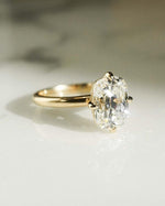 Load image into Gallery viewer, Elegant 3 carat cushion lab grown diamond ring with a raised cathedral prong setting and straight band for a balanced, timeless look. This engagement ring doubles as a unique bridal or promise ring and makes a thoughtful birthday gift for her.