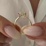 Load image into Gallery viewer, 3 Carat Emerald Cut E VVS2 Lab Grown Diamond Bezel Set Solitaire Ring / Art Deco Emerald Diamond Ring / 14k Gold Cathedral Engagement Ring image 3