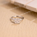 Load image into Gallery viewer, Princess Cut Moissanite Engagement Ring in Solid Gold with Hidden Halo, ZL151 image 6