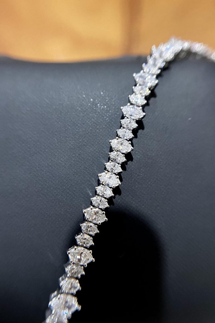 9.00 Carat Diamond Tennis Bracelet, Marquise Cut Lab Grown Diamond Pave Set Bracelet, 14k White Gold Bracelet for Her image 6