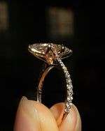Load image into Gallery viewer, 14k Solid Yellow Gold Engagement Ring,2.25 CT Marquise Cut Moissanite,6 Claw Prongs,Lovely Petal Setting,1.8 MM Cathedral Band,Trends Setter image 3