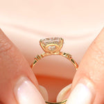 Load image into Gallery viewer, 2CT princess hidden-halo solitaire, leaf vine band, solid gold, lab-grown or moissanite image 6
