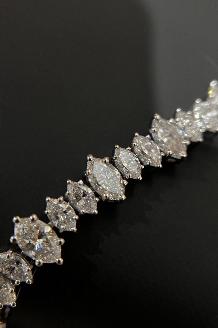 9.00 Carat Diamond Tennis Bracelet, Marquise Cut Lab Grown Diamond Pave Set Bracelet, 14k White Gold Bracelet for Her image 5