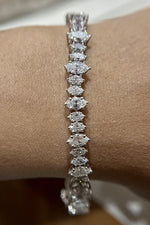 Load image into Gallery viewer, 9.00 Carat Diamond Tennis Bracelet, Marquise Cut Lab Grown Diamond Pave Set Bracelet, 14k White Gold Bracelet for Her image 9