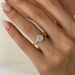 Load image into Gallery viewer, UNIQUE 2 Carat Cushion Lab Grown Diamond Hidden Halo Engagement Ring , Side Pave Diamonds Shank , Two Tone Proposal Ring , D VVS2 IGI Cert image 4
