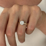 Load image into Gallery viewer, UNIQUE 2 Carat Cushion Lab Grown Diamond Hidden Halo Engagement Ring , Side Pave Diamonds Shank , Two Tone Proposal Ring , D VVS2 IGI Cert image 6