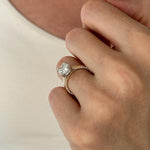 Load image into Gallery viewer, UNIQUE 2 Carat Cushion Lab Grown Diamond Hidden Halo Engagement Ring , Side Pave Diamonds Shank , Two Tone Proposal Ring , D VVS2 IGI Cert image 8