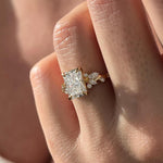 Load image into Gallery viewer, 2 Carat Radiant Lab Grown Diamond Nature Inspired Ring / Radiant Twig Lab Diamond Ring / 18k gold Leaf and Branch Ring / Unique Nature Ring image 5