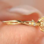 Load image into Gallery viewer, 2CT princess hidden-halo solitaire, leaf vine band, solid gold, lab-grown or moissanite image 5