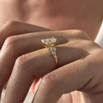 Load image into Gallery viewer, 2 Carat Radiant Lab Grown Diamond Nature Inspired Ring / Radiant Twig Lab Diamond Ring / 18k gold Leaf and Branch Ring / Unique Nature Ring image 4