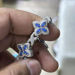 Load image into Gallery viewer, Iced Out Clover Bracelet: VVS Moissanite Diamond, Sterling Silver Link image 3