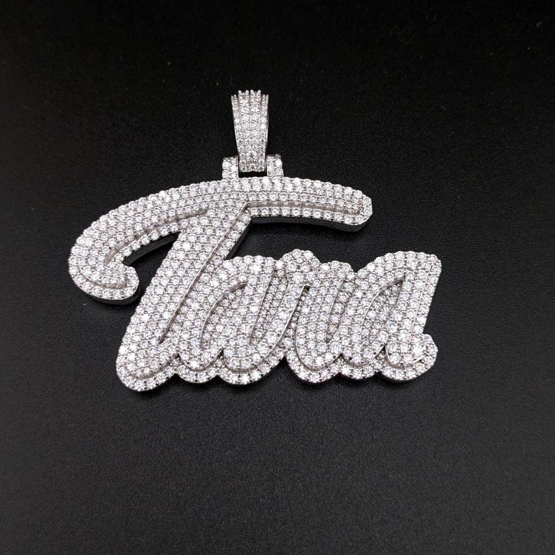 Custom moissanite pendant in 925 silver, any letters women necklace, moissanite letter pendant, Women moissanite necklace, moissanite chain in any letters