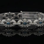 Load image into Gallery viewer, New VVS1 Diamond Cross Link Bracelet Blue Four-Leaf Clover Bracelet, Pass Diamond Tester, For Men / Women, Made in pure 925 Sterling Silver image 1