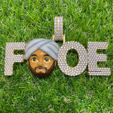 custom moissanite 3d pendant in 925 silver, moissanite enamel pendant for men, hip hop pendant, any letters custom 3d pendant with face emoji, mens moissanite chain