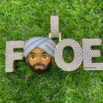 Load image into Gallery viewer, custom moissanite 3d pendant in 925 silver, moissanite enamel pendant for men, hip hop pendant, any letters custom 3d pendant with face emoji, mens moissanite chain