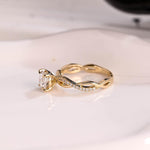 Load image into Gallery viewer, Solid Gold Twisted Band Round Cut Moissanite Engagement Ring, Infinity Promise Ring, Dainty Proposal Ring, Anniversary Gifts for Women Wife image 5
