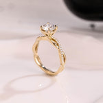 Load image into Gallery viewer, Solid Gold Twisted Band Round Cut Moissanite Engagement Ring, Infinity Promise Ring, Dainty Proposal Ring, Anniversary Gifts for Women Wife image 10