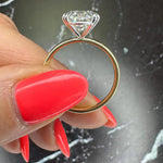 Load image into Gallery viewer, Two Tone Oval Cut 4 carat E Color VVS2 Clarity IGI Certified Oval Excellent Cut Lab Grown Diamond Solitaire Engagement Ring 14k Gold image 3
