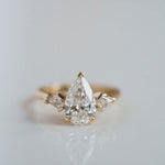 Load image into Gallery viewer, Pear Cut Moissanite Engagement Ring: Three Stone 925 Sterling Silver image 1