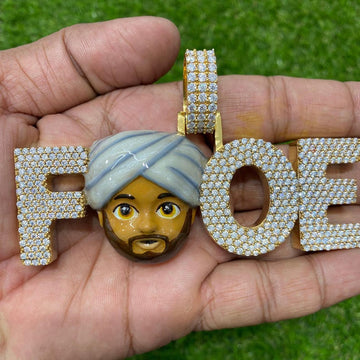 custom moissanite 3d pendant in 925 silver, moissanite enamel pendant for men, hip hop pendant, any letters custom 3d pendant with face emoji, mens moissanite chain