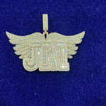 Load image into Gallery viewer, JM Moissanite Pendant in 14k rose gold pass diamond tester, any letters custom moissanite charm, rapper jewelry, birthday gift, mens iced out pendant, moissanite necklace
