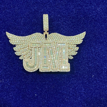 JM Moissanite Pendant in 14k rose gold pass diamond tester, any letters custom moissanite charm, rapper jewelry, birthday gift, mens iced out pendant, moissanite necklace