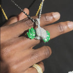 Load image into Gallery viewer, Real Moissanite Money Grab Pendant Iced Out Hip Hop Pendant | Chunky Moissanite pendant | 10K Gold | Custom Handmade Pendant image 2