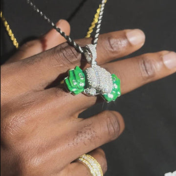 Real Moissanite Money Grab Pendant Iced Out Hip Hop Pendant | Chunky Moissanite pendant | 10K Gold | Custom Handmade Pendant image 2