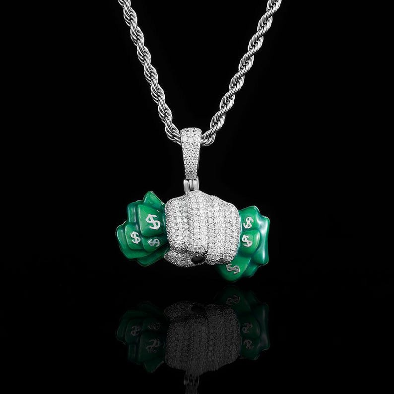 Real Moissanite Money Grab Pendant Iced Out Hip Hop Pendant | Chunky Moissanite pendant | 10K Gold | Custom Handmade Pendant image 4